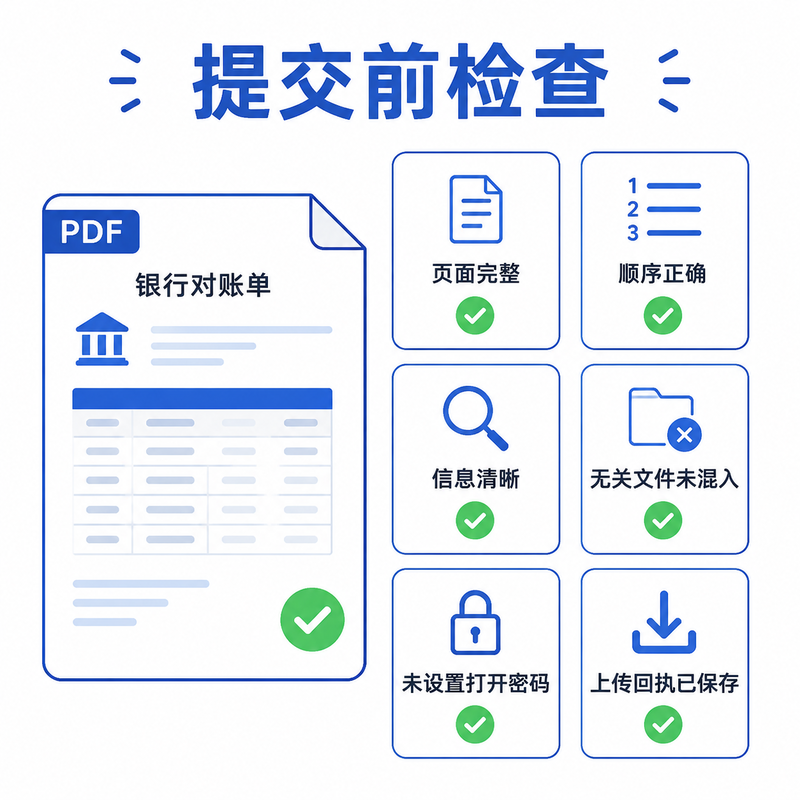 银行流水PDF提交前的完整性、隐私和上传检查