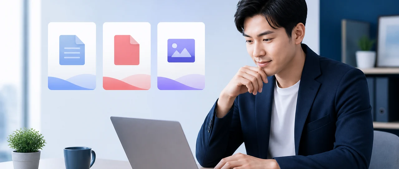 求职简历按招聘渠道选择 Word、PDF 或图片的示意