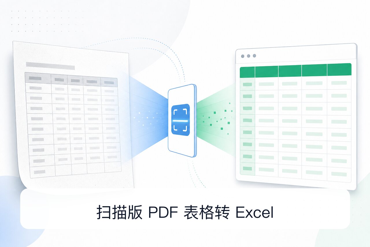 扫描版PDF表格转Excel两步工作流