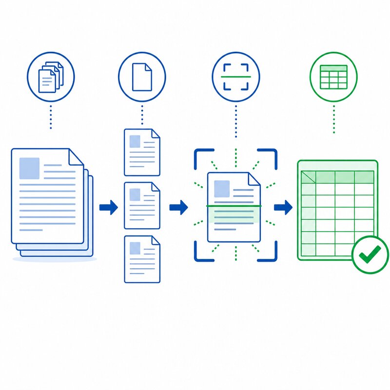 从PDF页面到Excel单元格的四阶段流程图