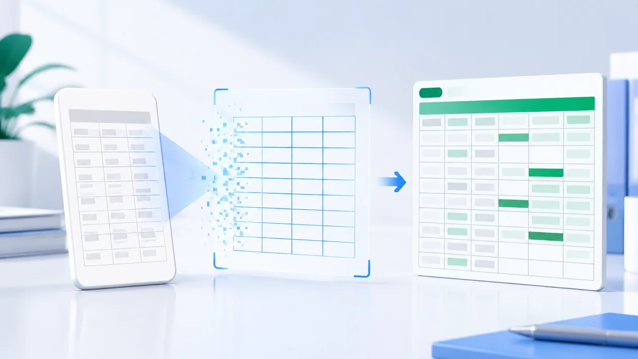 截图表格经过识别校对后转换为 Excel 表格