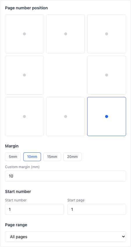 PDF 添加頁碼 - 設置位置與範圍