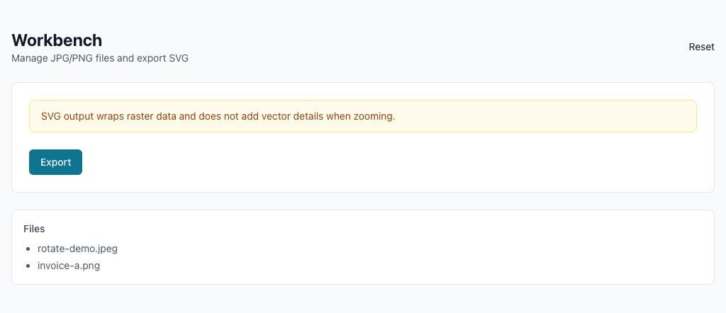 JPG/PNG 轉 SVG - 在瀏覽器中處理