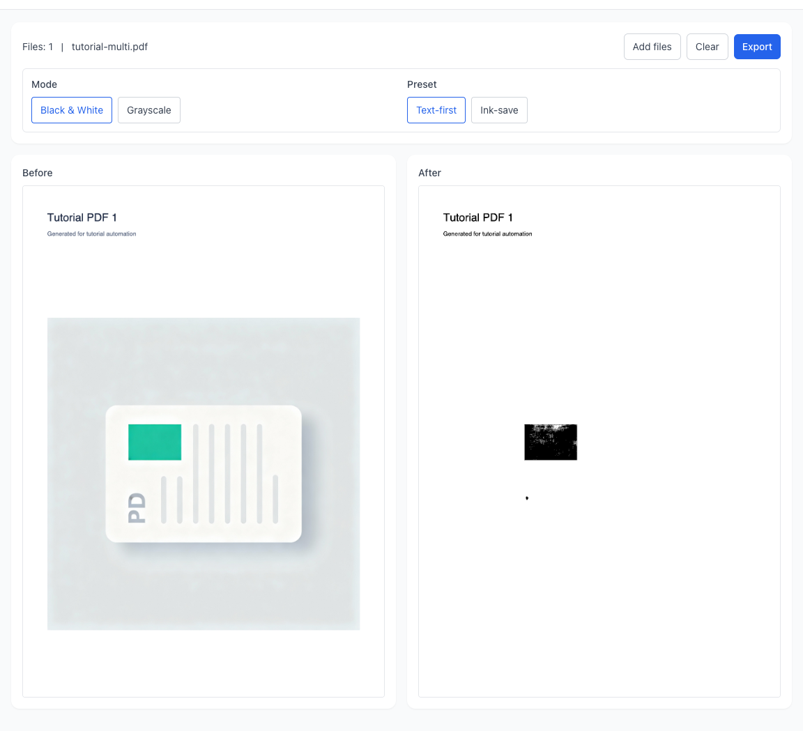PDF Binarize - Decide your top goal first: readability or toner saving