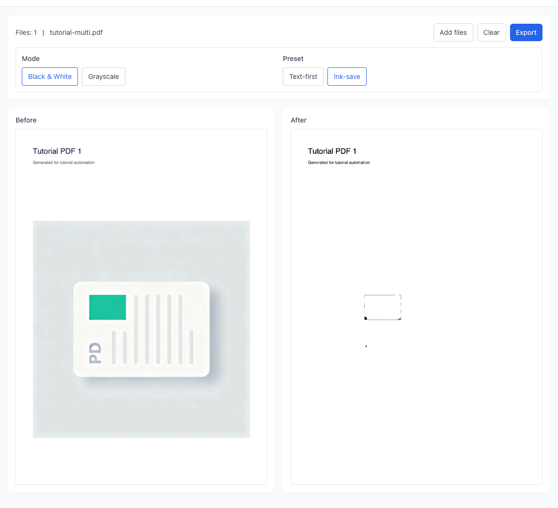 PDF Binarize - Process in your browser