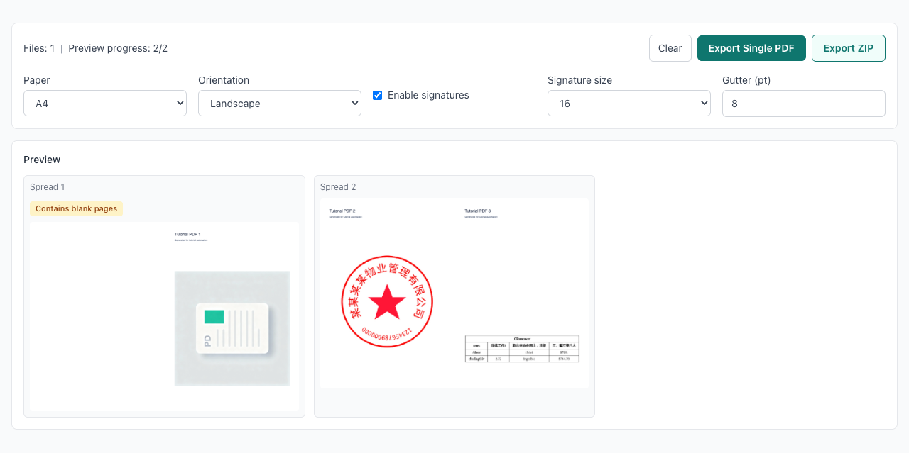 PDF Booklet - Process in your browser