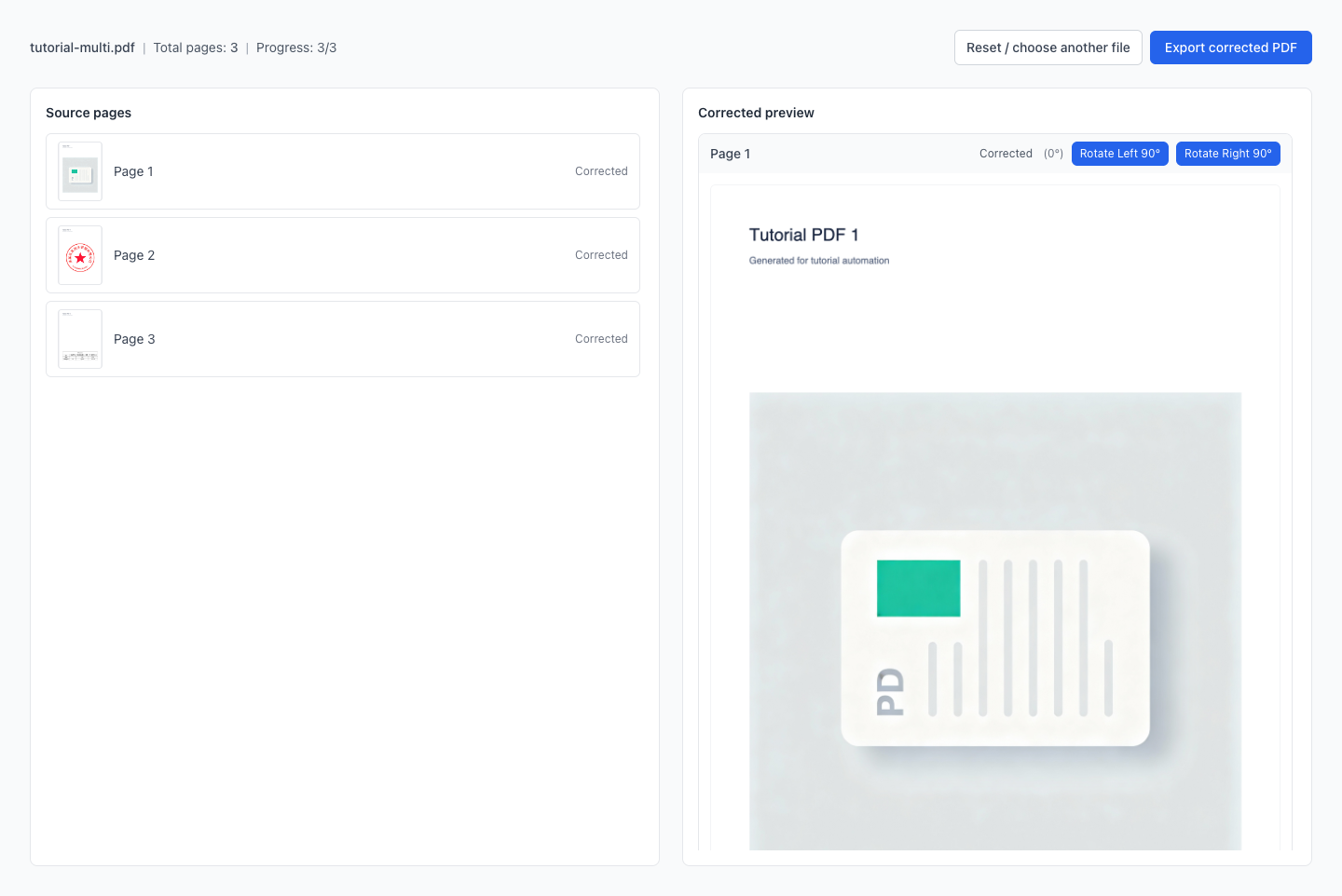 PDF 智能糾正方向（AI） - 上傳或拖拽 PDF
