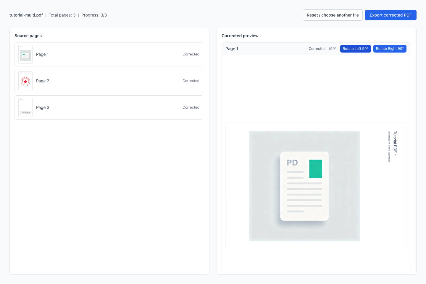 PDF 智能糾正方向（AI） - 自動逐頁識別與糾正