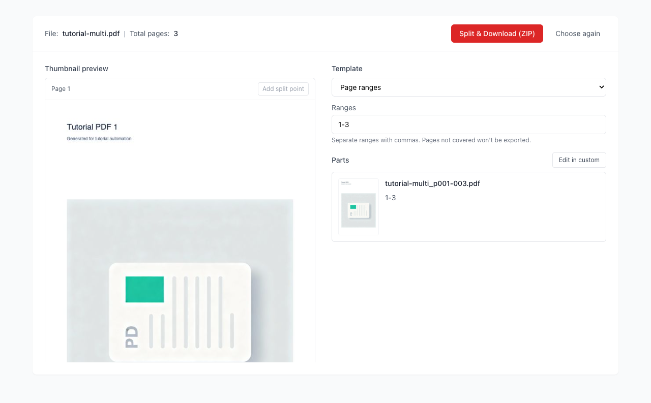 PDF 拆分 - 匯入 PDF